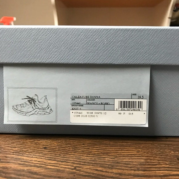 Prada XY Logo Sock white and red Sneakers Size 39.5 - Picture 2 of 6